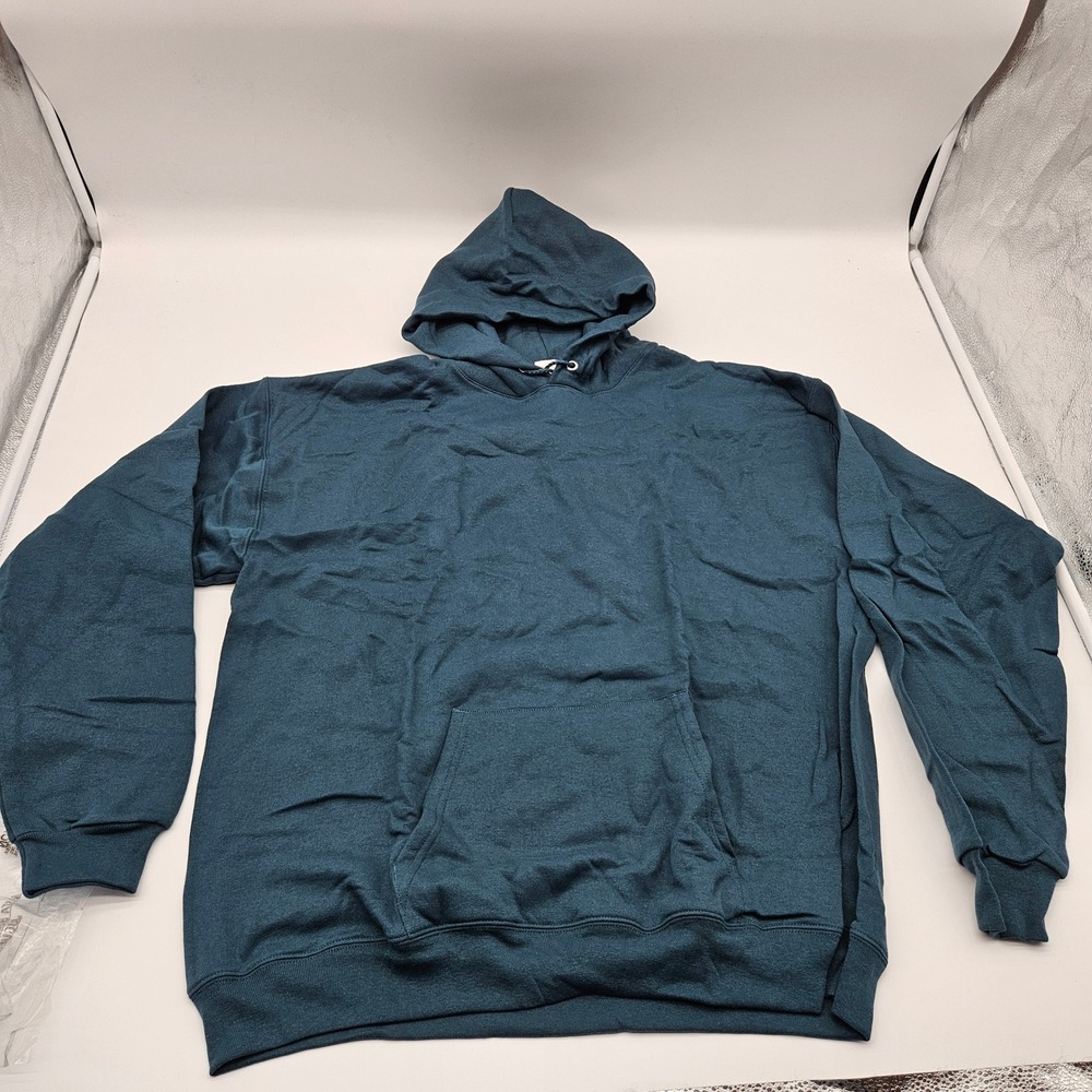 Hanes Ecosmart Men's XL Metallic Teal Pullover‎ Hooded Sweatshirt Hoodie